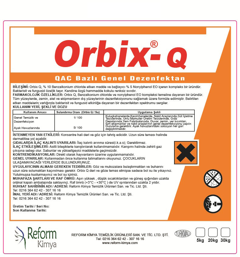 Orbix Q QAC Bazlı Genel Dezenfektan 30 Kg